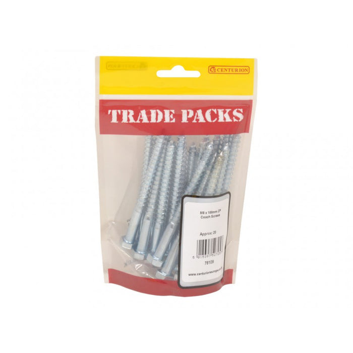 Coach Screws - ZP - M8 x 100mm (20 PK)