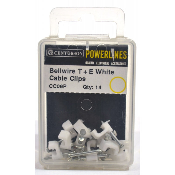 Bellwire T+E White Cable Clips (Pack of 14)