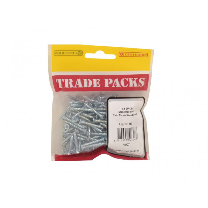 Pozi Twinthread Countersunk Woodscrews - ZP - 1" x 6 (150 PK)
