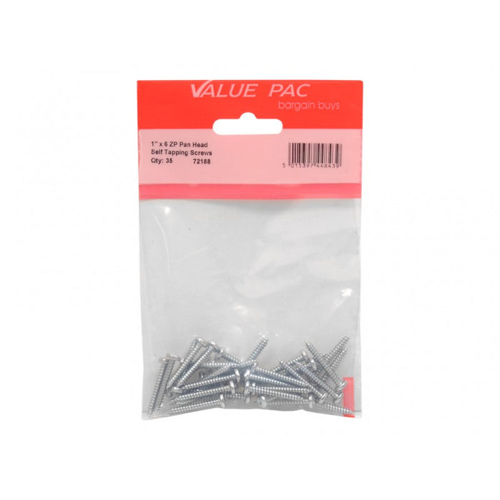1" x 6 ZP Pan Head Self Tapping Screws
