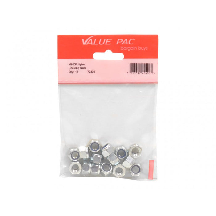 M8 ZP Nylon Locking Nuts
