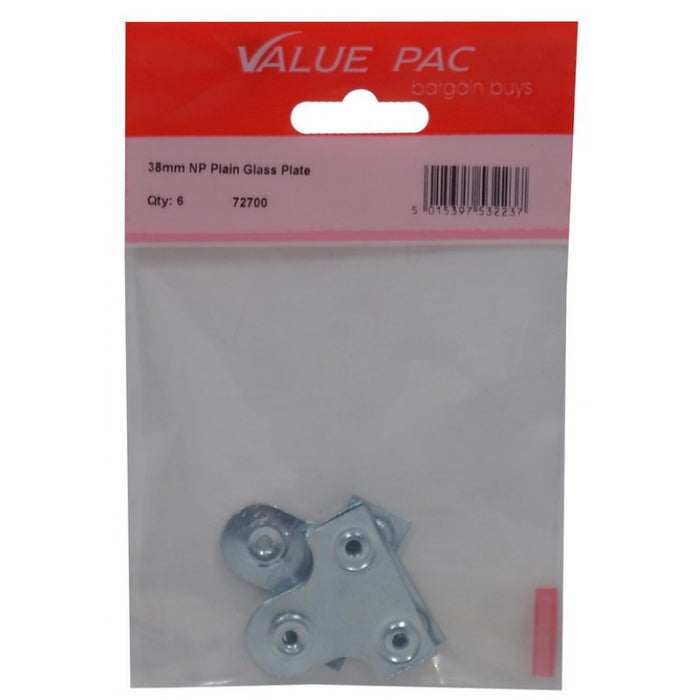 38mm NP Plain Glass Plate 6pk