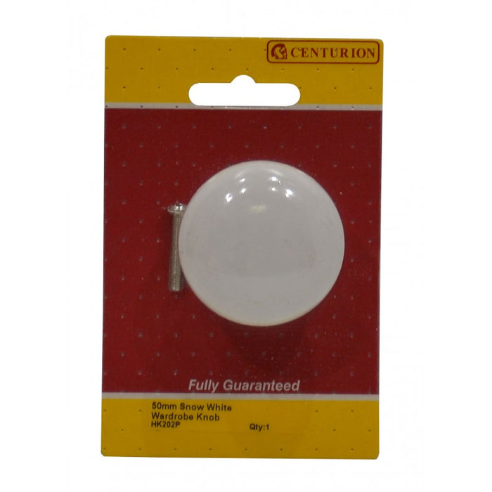 50mm Snow White Wardrobe Knob