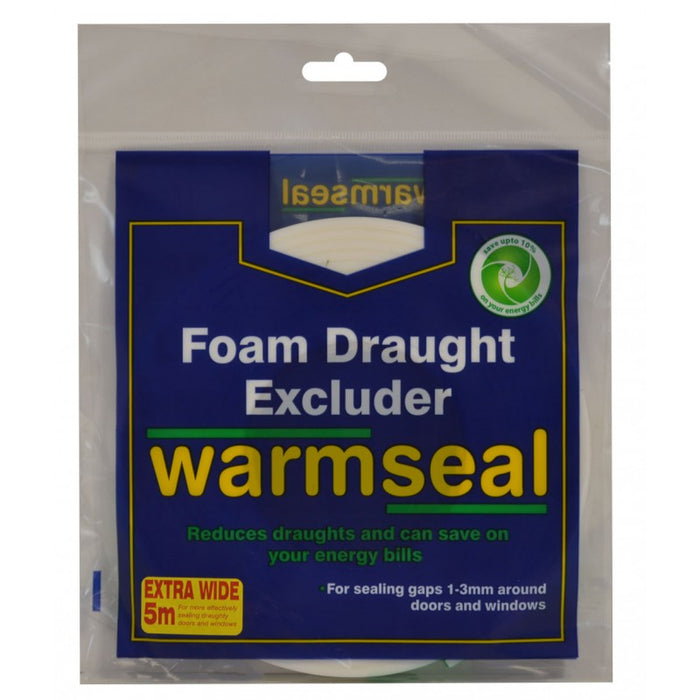 5m White Extra Wide PVC Foam Draught Excluder