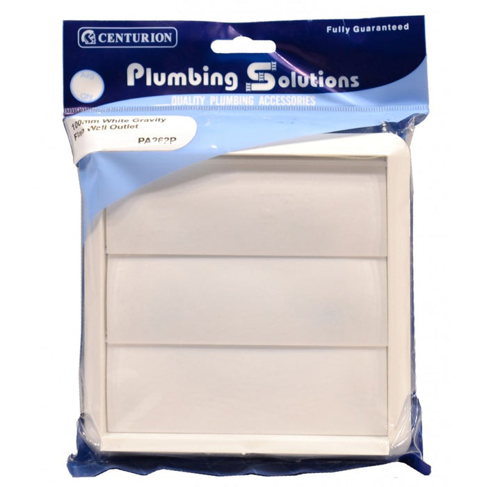 Gravity Flap Wall Outlet - White - 100mm