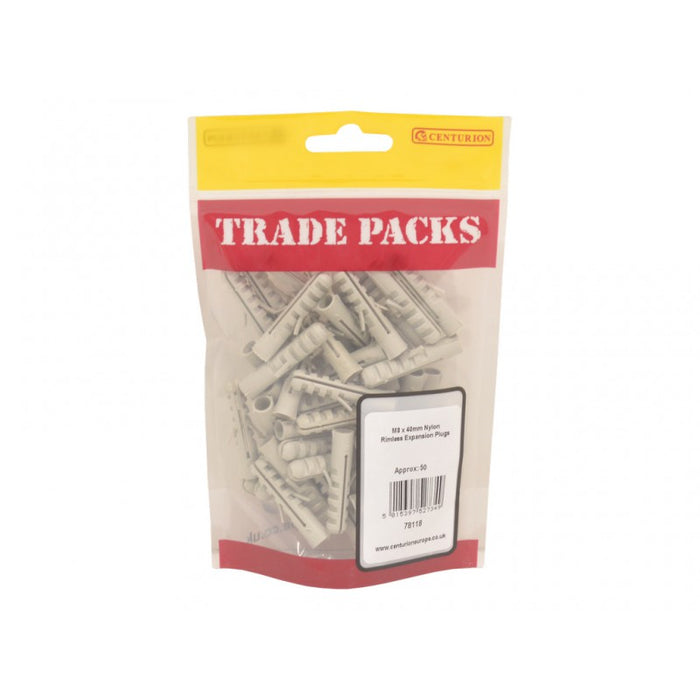 Rimless Expansion Plugs - Nylon - M8 x 40mm (50 PK)
