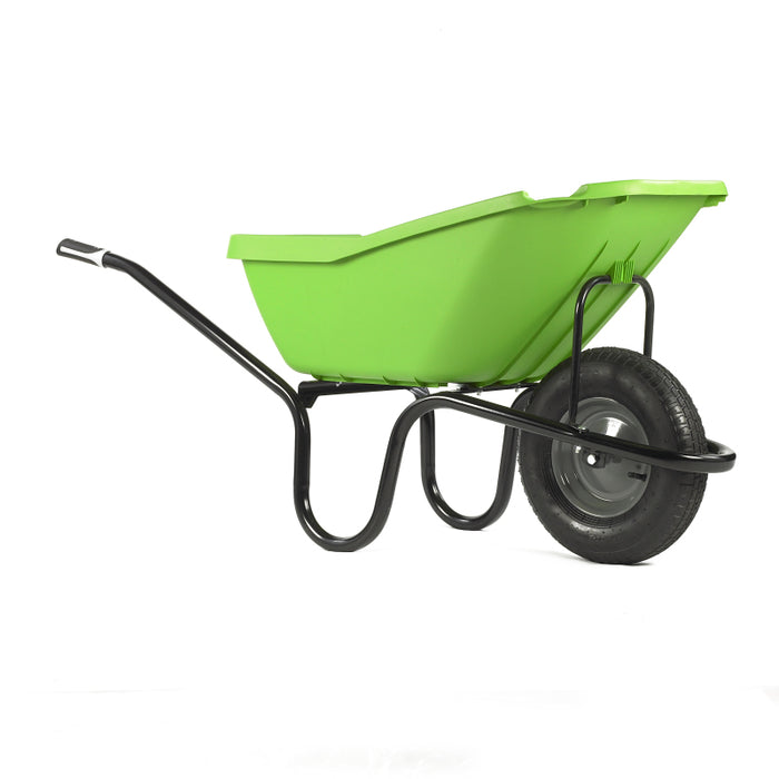Pick-Up Green Pneumatic Wheelbarrow - 110L Wheel Barrow