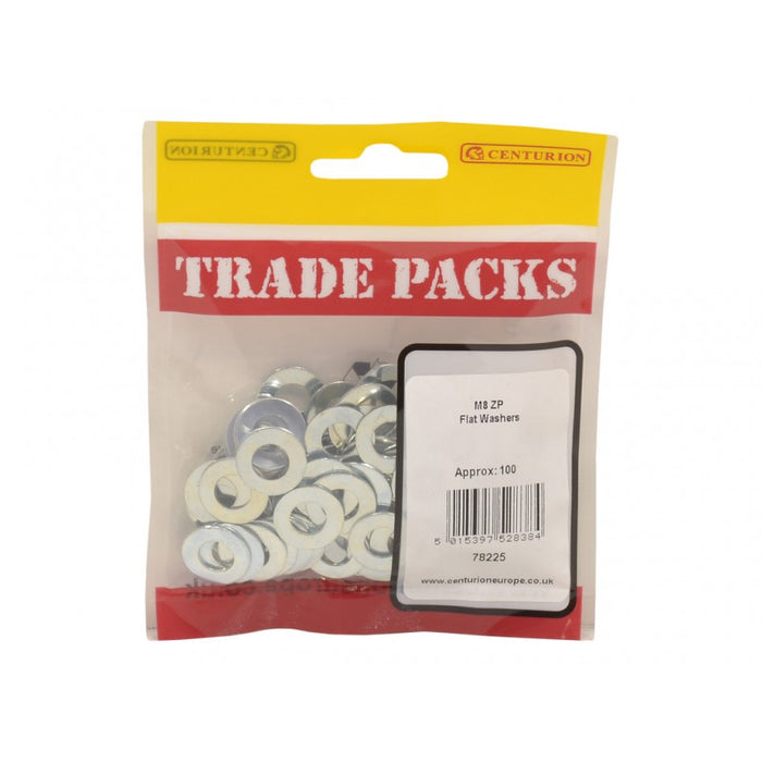 Flat Washers - ZP - M8 (100 PK)
