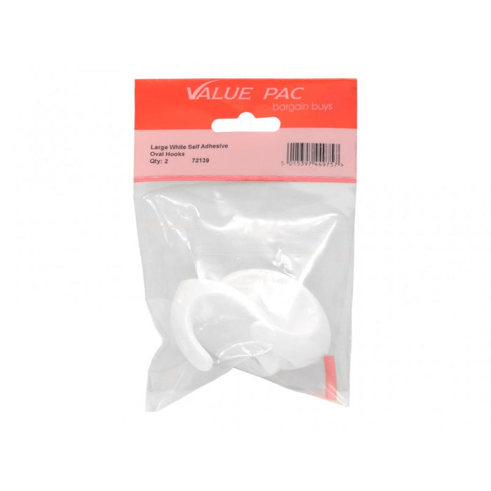 55mm White Plastic Self Adhesive Oval Hook