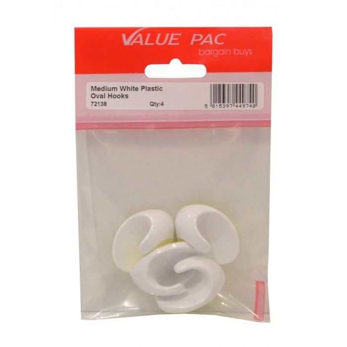 40mm White Plastic Self Adhesive Oval Hook