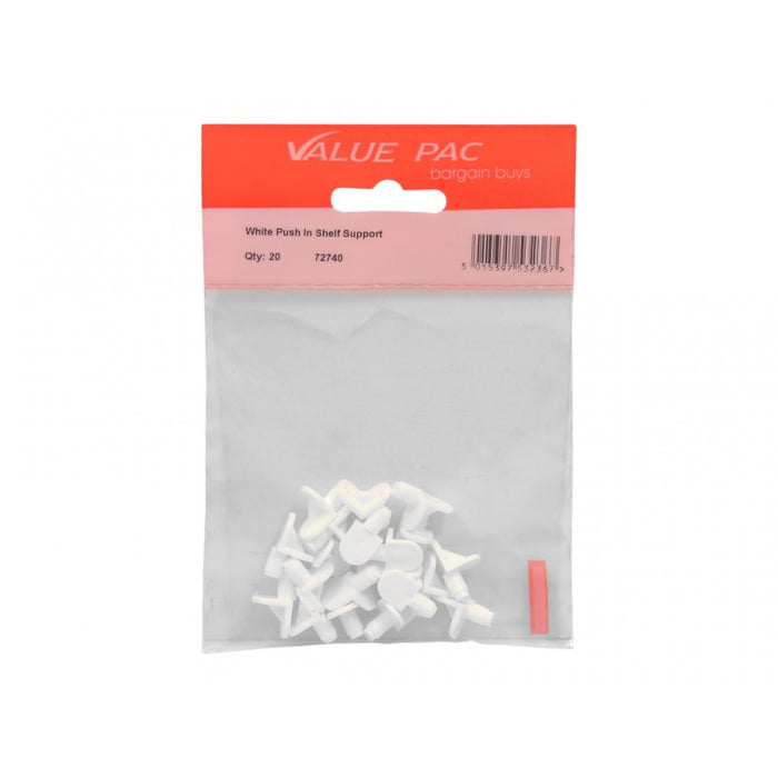 White Push In Shelf Support 20pk