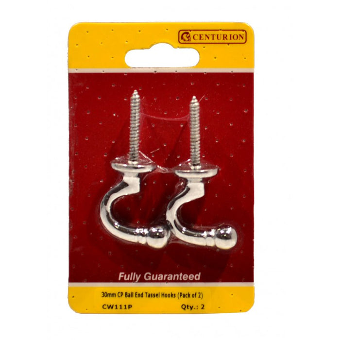 30mm CP Ball End Tassel Hooks (Pack of 2)