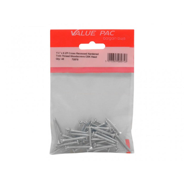 1 1/4" x 6 Pozi CSK ZP Twin Screws 36pk