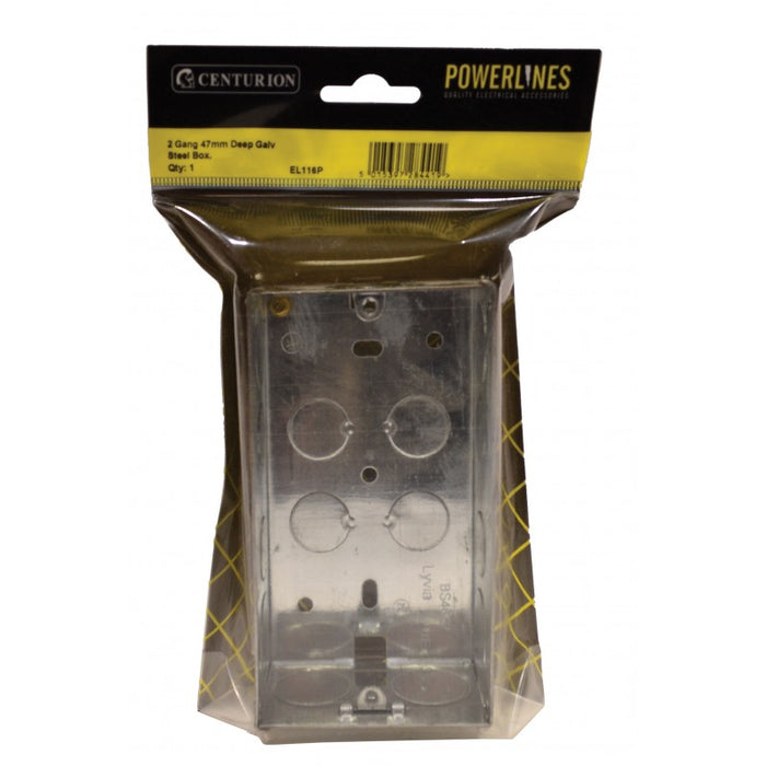 2 Gang 47mm Deep Galvanised Steel Box