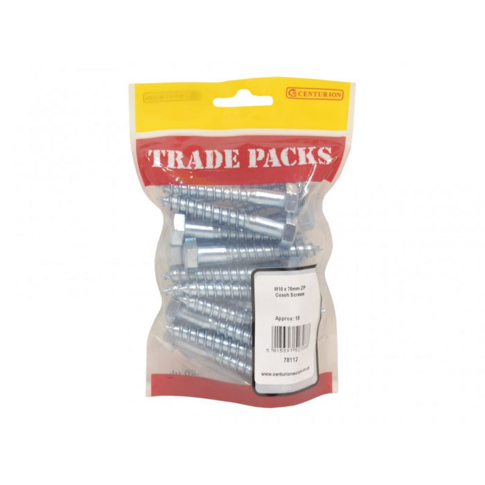 Coach Screws - ZP - M10 x 70mm (18 PK)