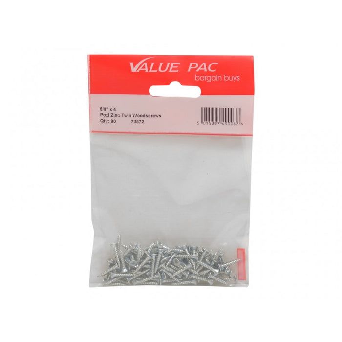 5/8" x 4 Pozi CSK ZP Twin Screws