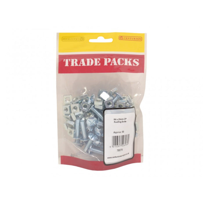 Roofing Bolts - ZP - M6 x 25mm (50 PK)