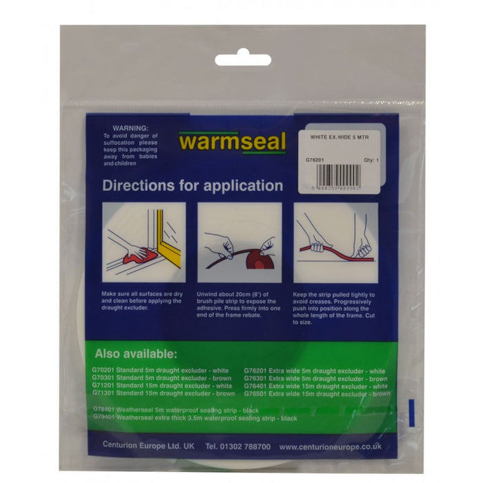 5m White Extra Wide PVC Foam Draught Excluder