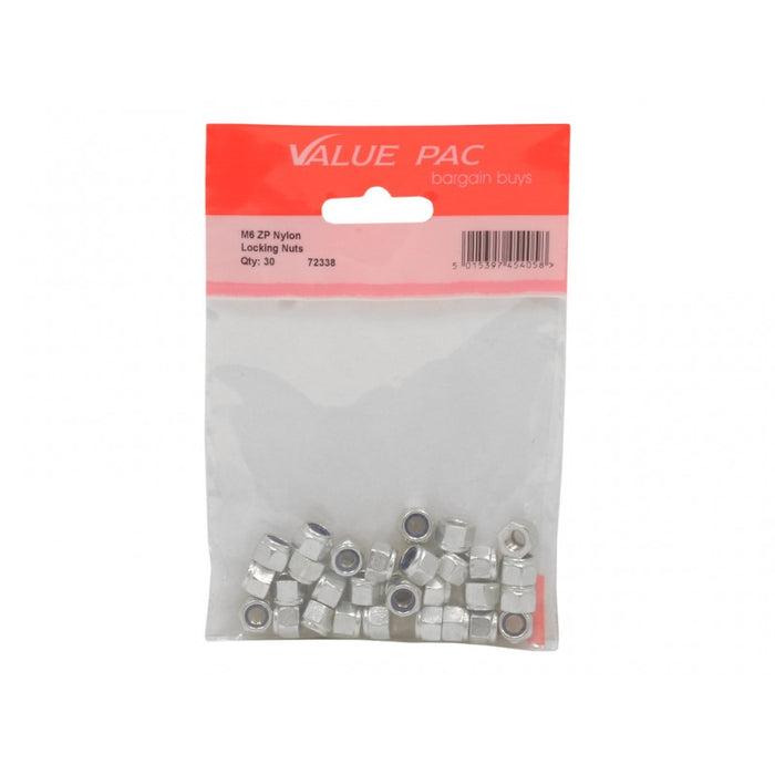 M6 ZP Nylon Locking Nuts 20pk