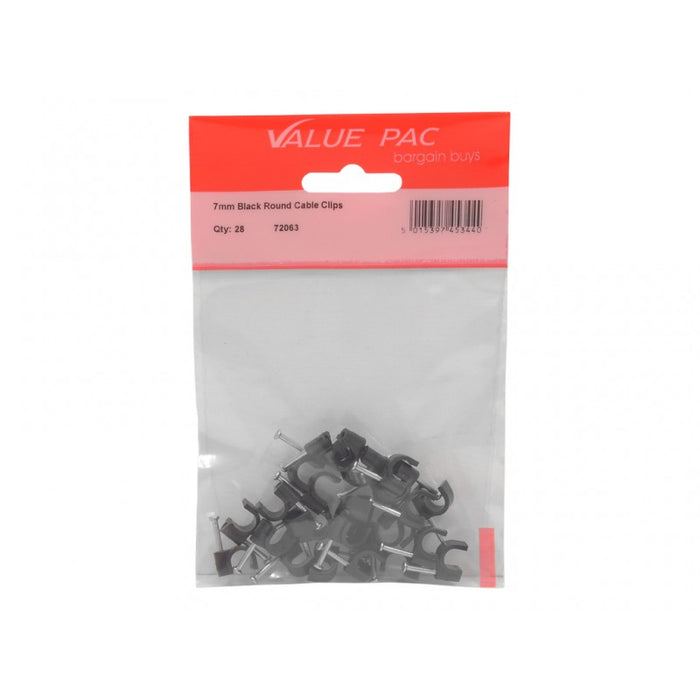 7mm Black Round Cable Clips