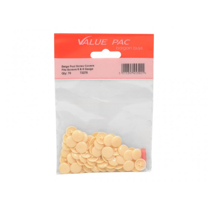 Beige Pozi Screw Cover Caps 60pk