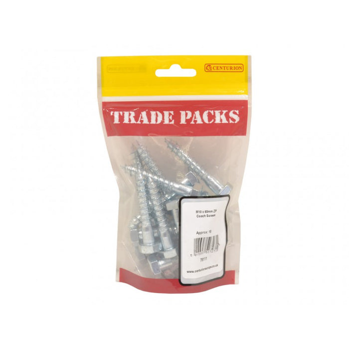 Coach Screws - ZP - M10 x 60mm (18 PK)