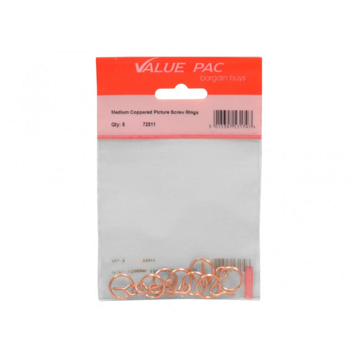 Medium Coppered Picture Screw Rings 6pk
