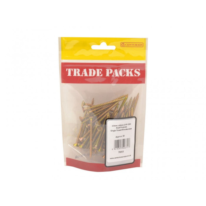 Pozi Multi Purpose Countersunk Woodscrews - ZYP - 4.5mm x 60mm (50 PK)
