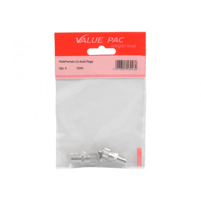 Male/Female Co Axial Plugs 2pk