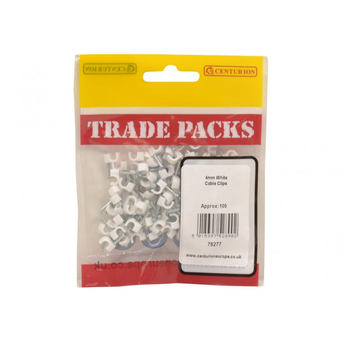 Cable Clip - White - 4mm (100 PK)