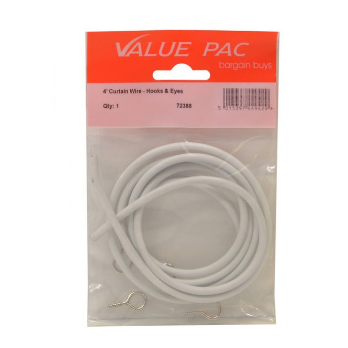 4' Curtain Wire - Hooks & Eyes