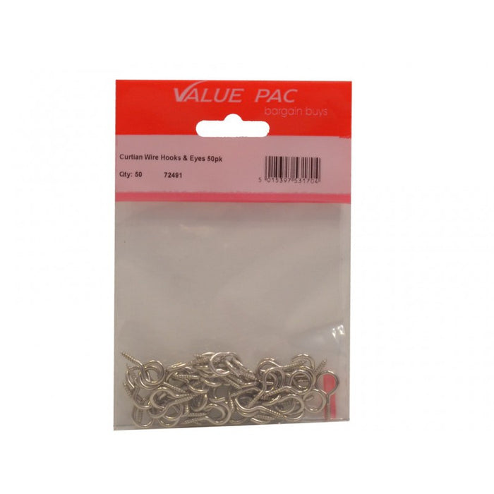Curtain Wire Hooks & Eyes 50pk