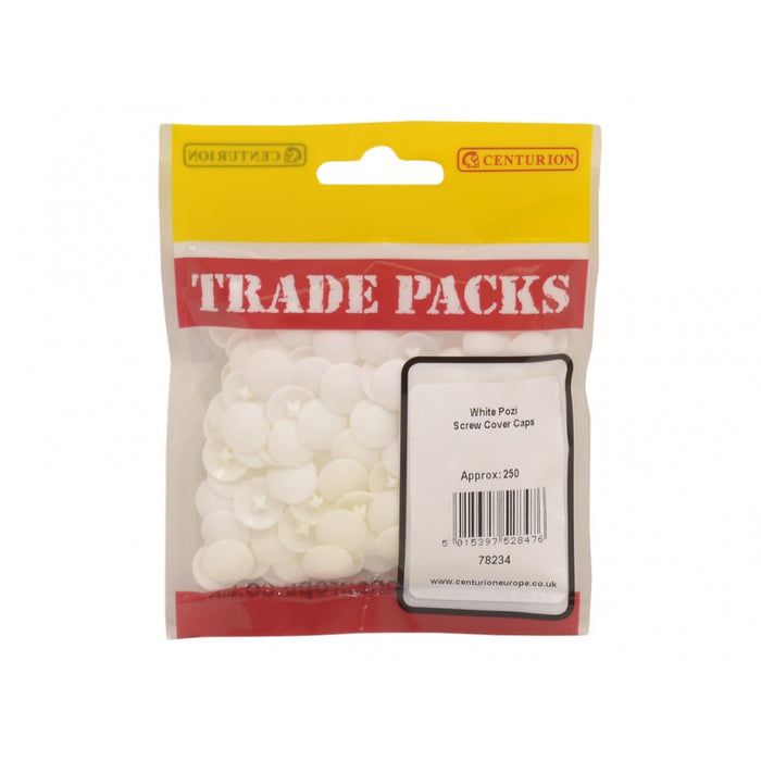 Screw Cover Caps - White Pozi - 6-10 Screw (250 PK)