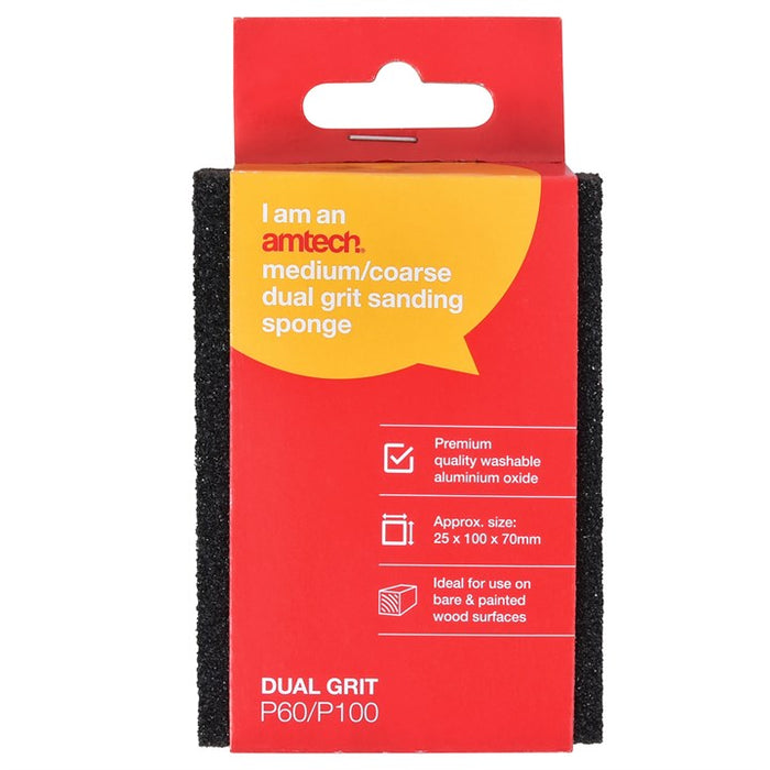 Medium/Coarse Dual Grit Sanding Sponge (P60/100) (25x100x70mm)