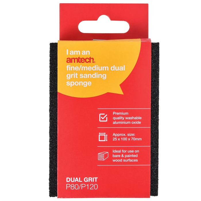 Fine/Medium Dual Grit Sanding Sponge (P80/120) (25x100x70mm)