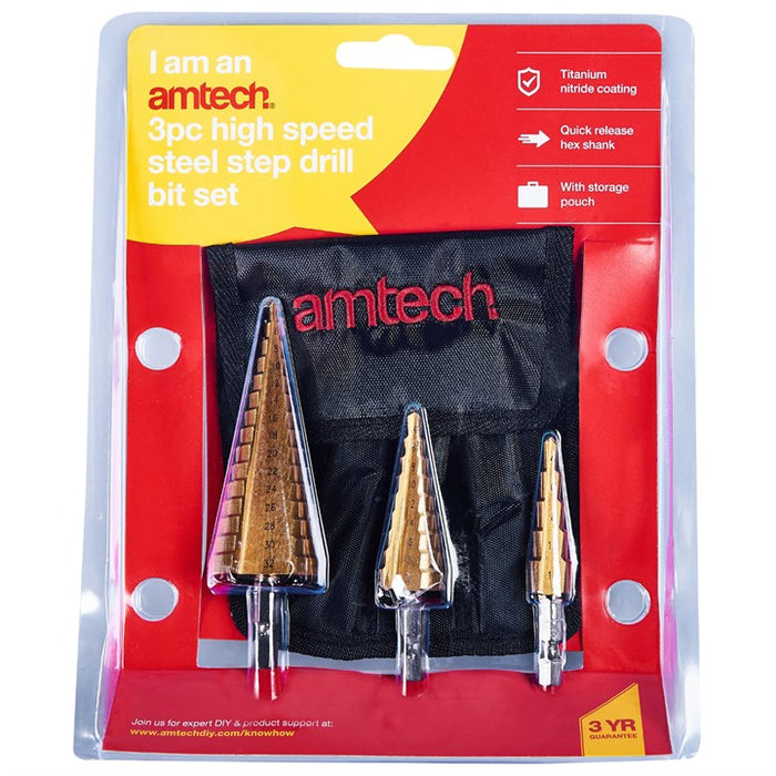 3pc High Speed Steel Step Drill Set (Large)
