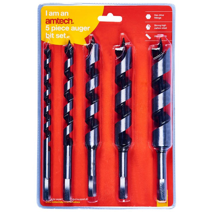 5pc Auger Bit Set (10, 13, 19, 22, 25mm)