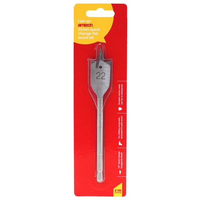 22mm X 152mm Quick Change Flat Wood Bit