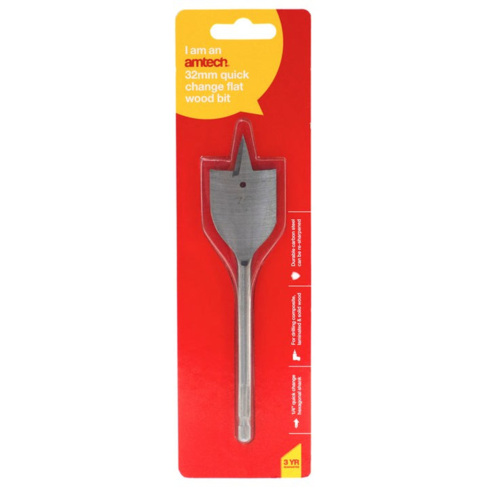 32mm X 152mm Quick Change Flat Wood Bit