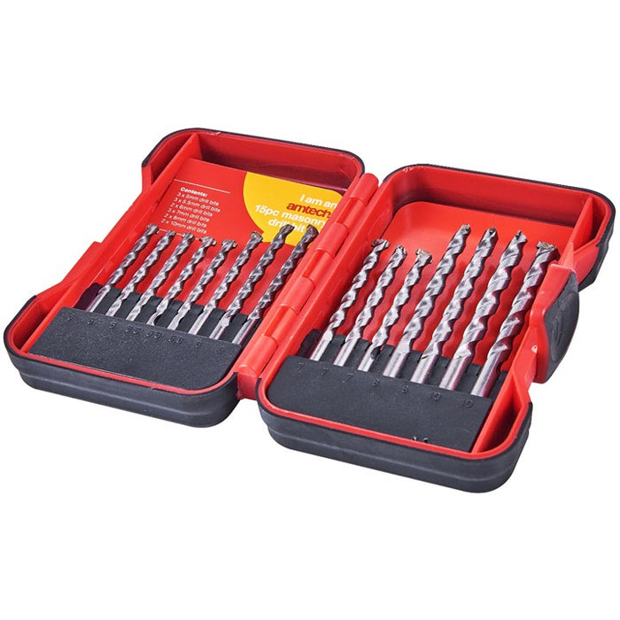15pc Masonry Drill Bit Set