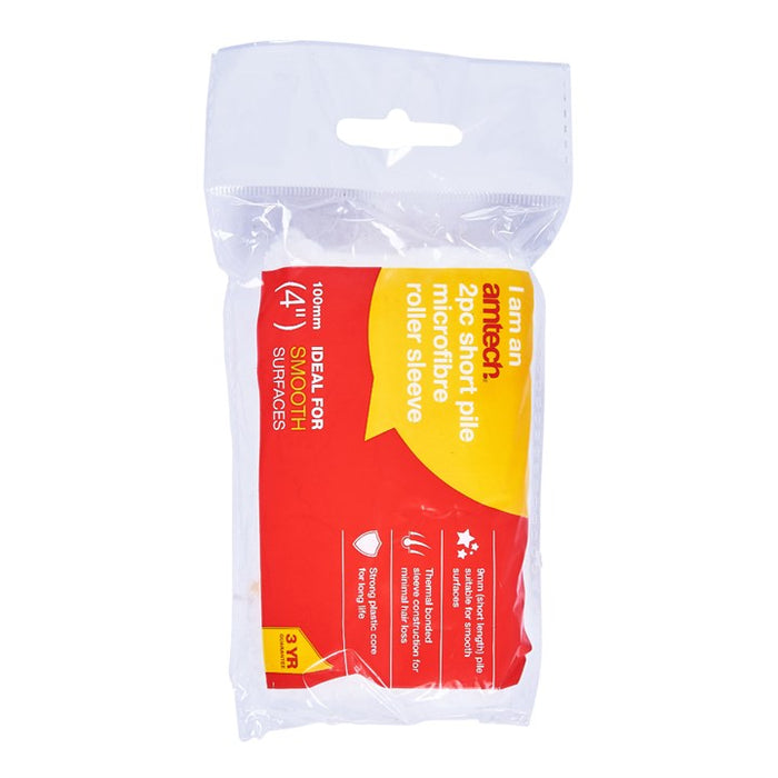 2pc 4" Short Pile (9mm) Roller Sleeve - Microfibre