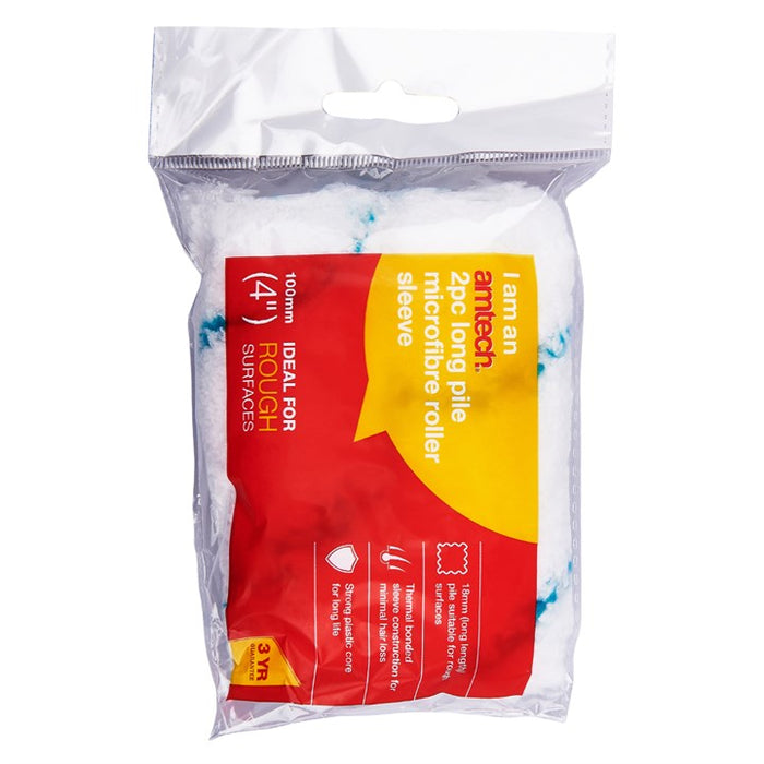 2pc 4" Long Pile (18mm) Roller Sleeve - Microfibre