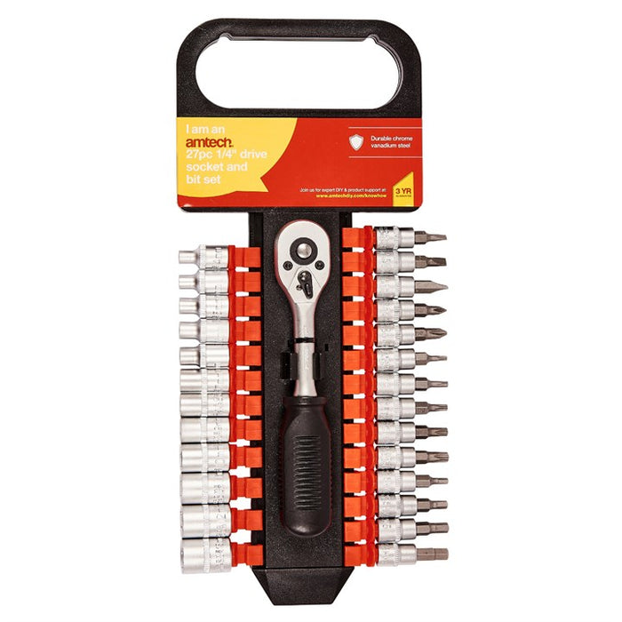 27pc 1/4" Drive Socket And Bit Set