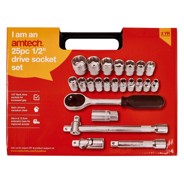 25pc 1/2" Drive Socket Set