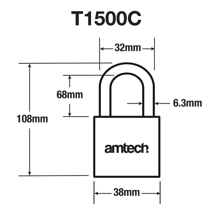 38mm Long Shackle Brass Padlock