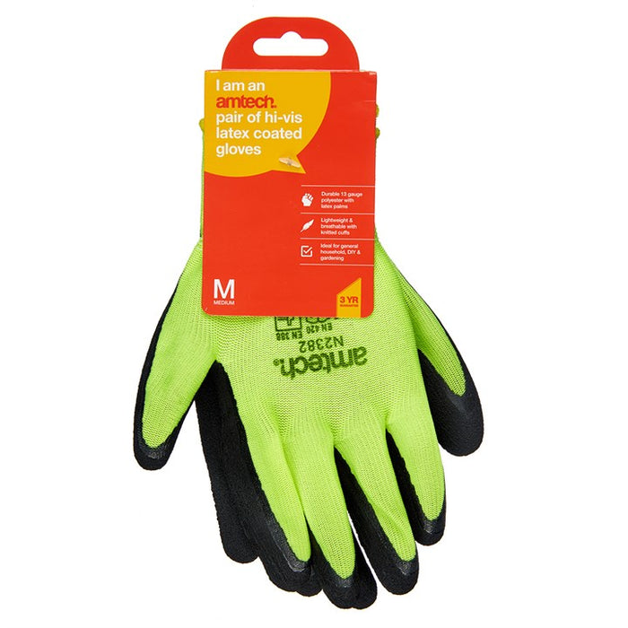 Hi-Vis Latex Coated Gloves Medium (Size:8)
