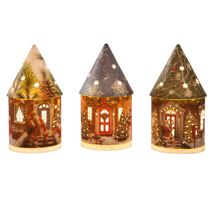 21cm BO Lit Paper Christmas Houses