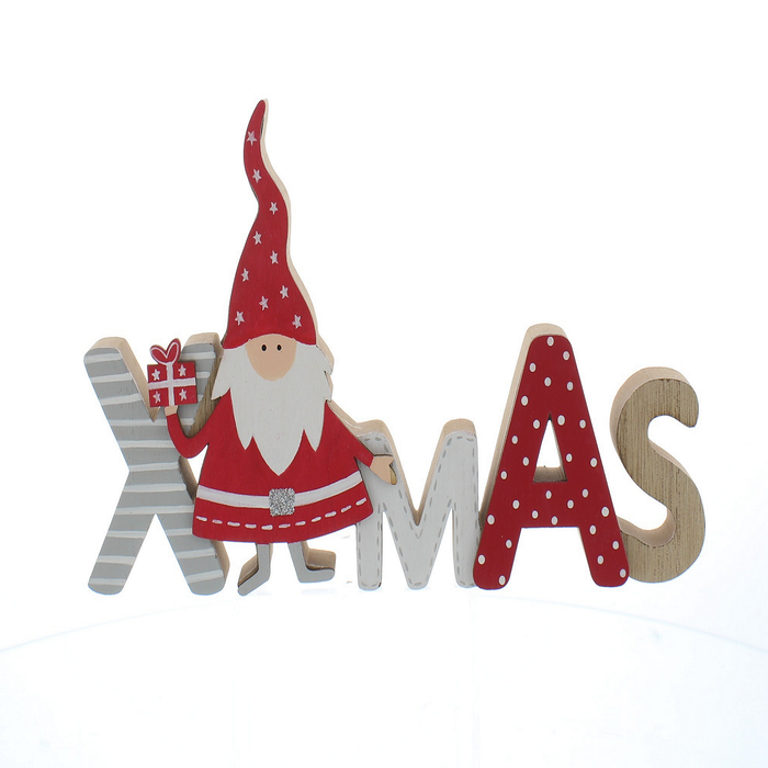 26cm Wooden XMAS With Red Gonk