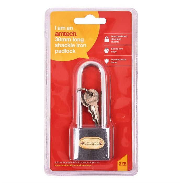38mm Long Shackle Iron Padlock