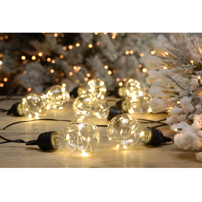 10 Twinkling Warm White Bulb String Lights